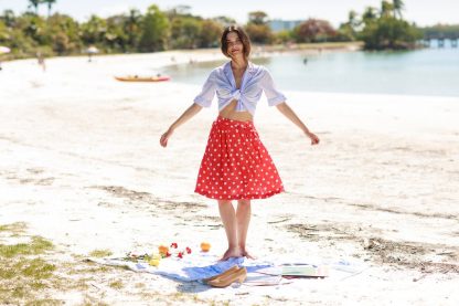 Red Polka Dot High-Waisted A-Line Skirt - Image 8