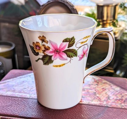Hand-painted floral bone china mug