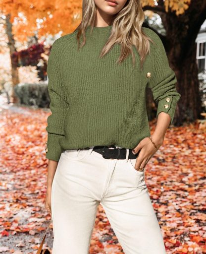 Olive Green Turtleneck Button-Down Cardigan - Image 7