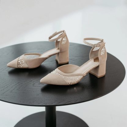 Soft yarn star diamond thick-heeled sandals - Image 3
