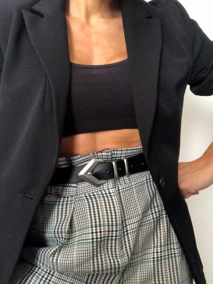 Black belt with cool geometric silver buckle - Image 8