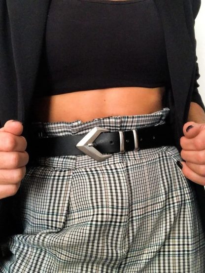 Black belt with cool geometric silver buckle - Image 7