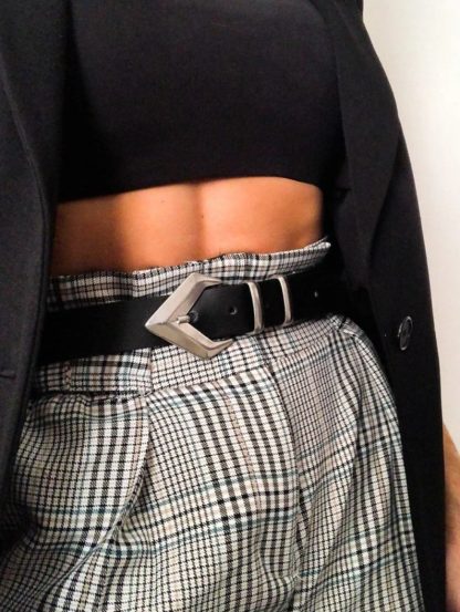 Black belt with cool geometric silver buckle - Image 6