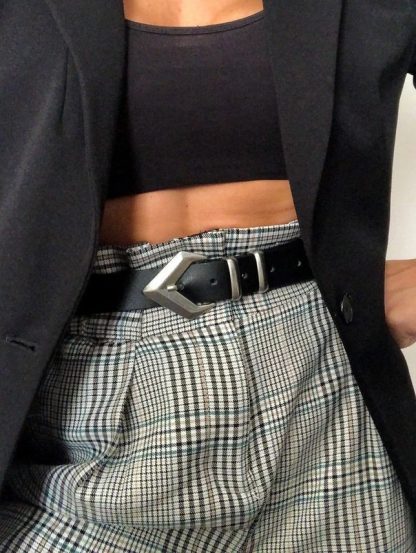 Black belt with cool geometric silver buckle - Image 5