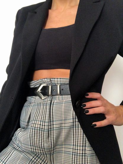 Black belt with cool geometric silver buckle - Image 4