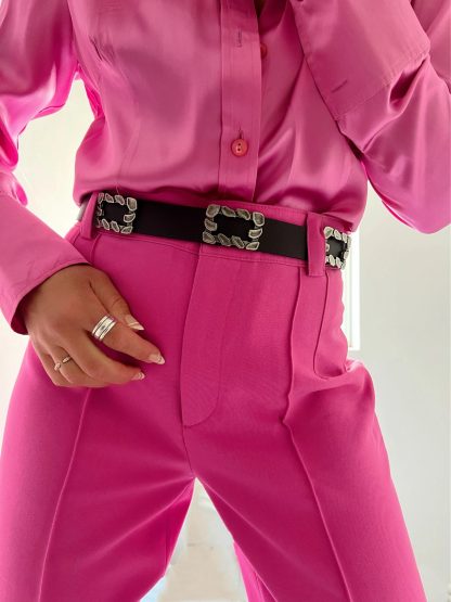 Black belt with vintage art metal decoration - Image 3