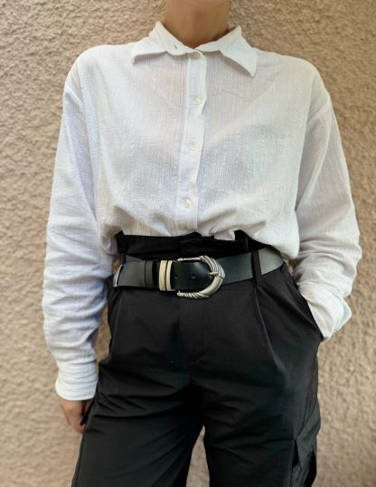 Black belt with vintage carved buckle - Image 5