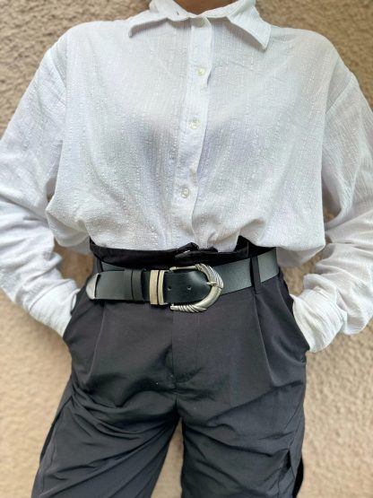 Black belt with vintage carved buckle - Image 3