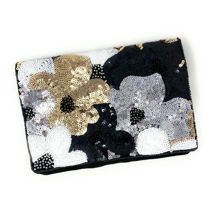 Black, gold and white sequined handmade clutch - Image 11