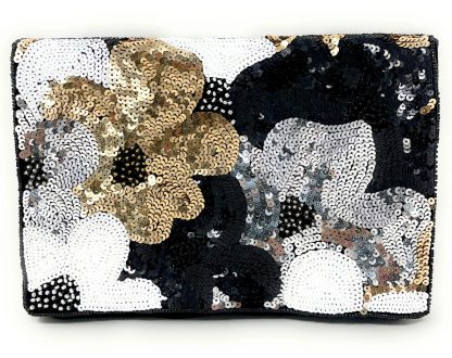 Black, gold and white sequined handmade clutch - Image 10