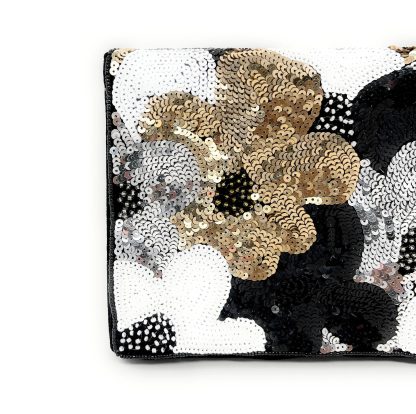 Black, gold and white sequined handmade clutch - Image 8