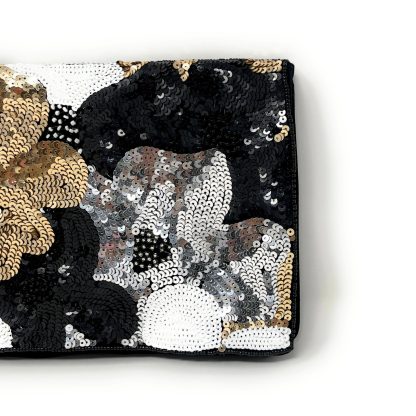 Black, gold and white sequined handmade clutch - Image 7