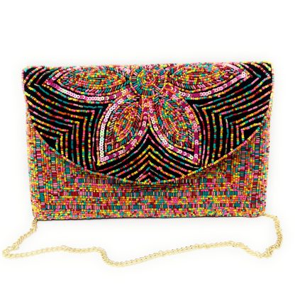 Bohemian Art Floral Hand-Beaded Clutch - Image 7