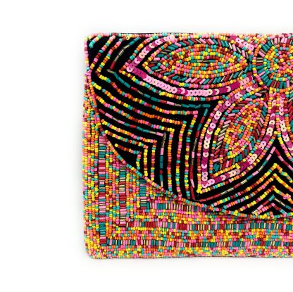 Bohemian Art Floral Hand-Beaded Clutch - Image 6
