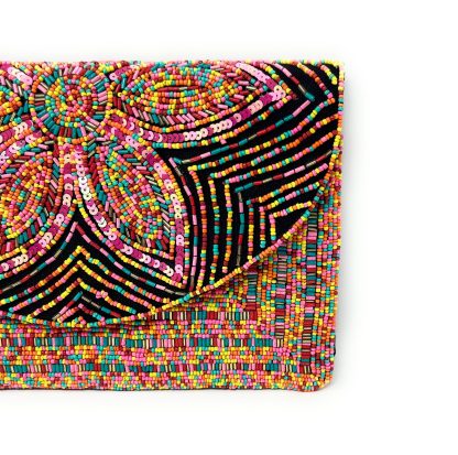 Bohemian Art Floral Hand-Beaded Clutch - Image 5