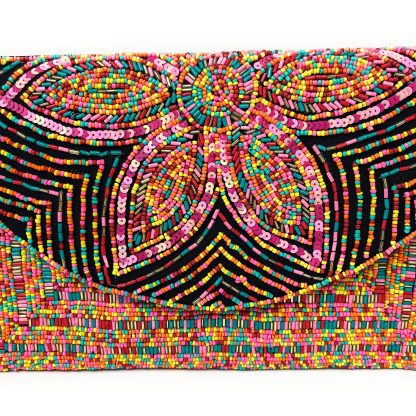 Bohemian Art Floral Hand-Beaded Clutch - Image 4