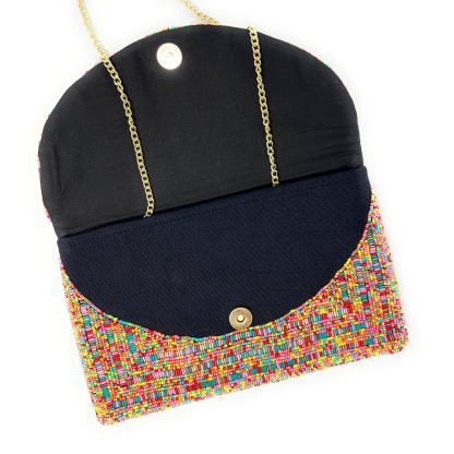 Bohemian Art Floral Hand-Beaded Clutch - Image 3