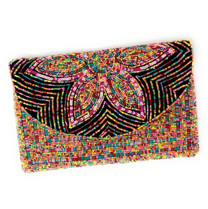 Bohemian Art Floral Hand-Beaded Clutch - Image 2