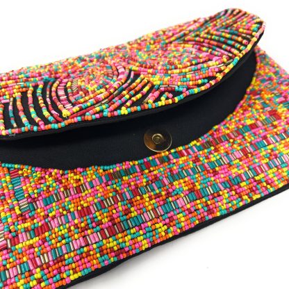Bohemian Art Floral Hand-Beaded Clutch - Image 10