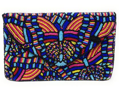 Bohemian Colorful Butterfly Hand-Beaded Clutch - Image 10