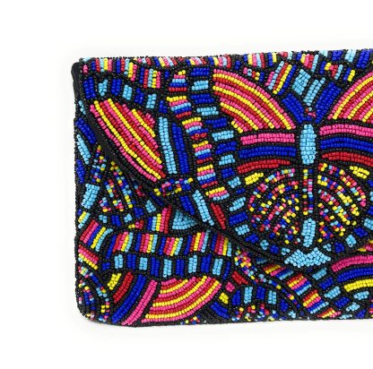 Bohemian Colorful Butterfly Hand-Beaded Clutch - Image 9