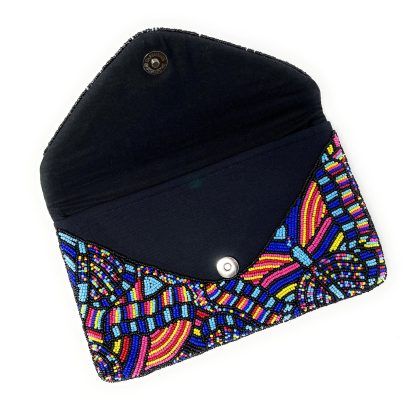 Bohemian Colorful Butterfly Hand-Beaded Clutch - Image 5