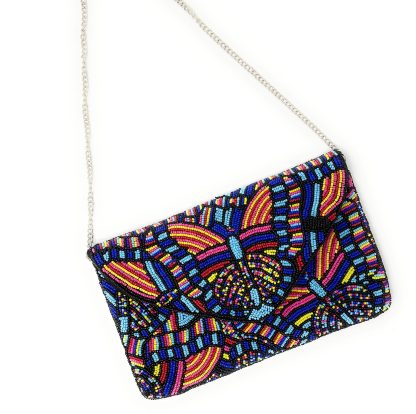 Bohemian Colorful Butterfly Hand-Beaded Clutch - Image 4
