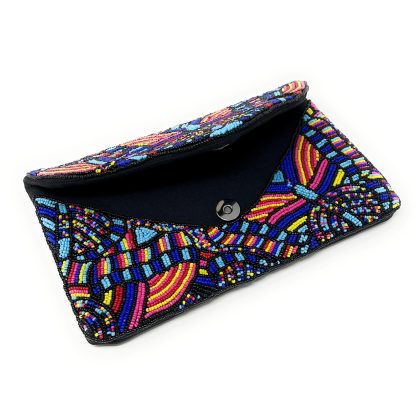 Bohemian Colorful Butterfly Hand-Beaded Clutch - Image 3