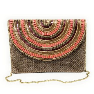 Bohemian Scalloped Gradient Beaded Sequin Clutch