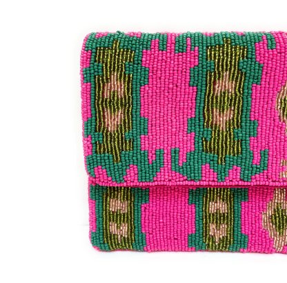 Bohemian geometric contrast hand-beaded bag - Image 6