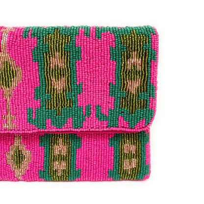 Bohemian geometric contrast hand-beaded bag - Image 4