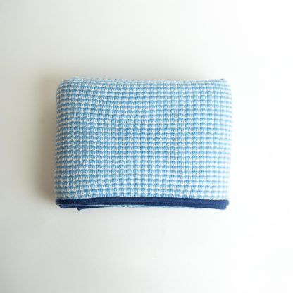Blue and white checked wool-blend throw blanket - Image 5