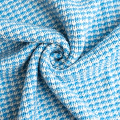 Blue and white checked wool-blend throw blanket - Image 3