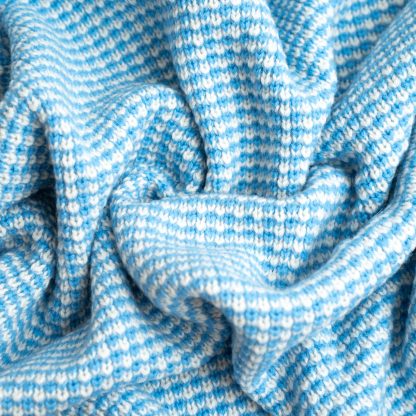 Blue and white checked wool-blend throw blanket - Image 2