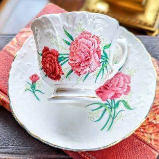 Carnation bone china cup and saucer set