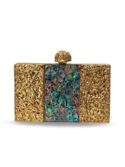 Vintage gold abalone square evening bag - Image 5