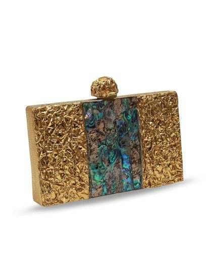 Vintage gold abalone square evening bag - Image 4