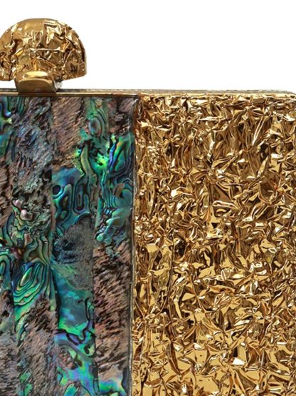 Vintage gold abalone square evening bag - Image 2