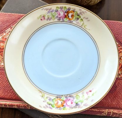Glazed hand-painted floral cluster cup and saucer set - Image 8