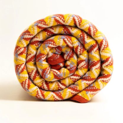 Vibrant Orange Zigzag Knit Throw Blanket - Image 4