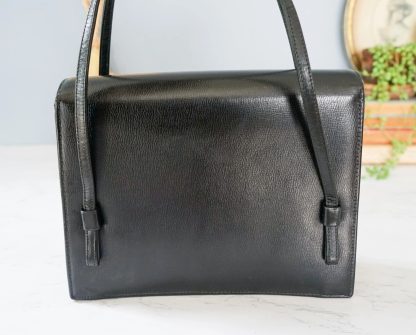 Vintage black fine leather handbag - Image 7