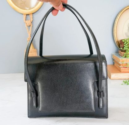 Vintage black fine leather handbag