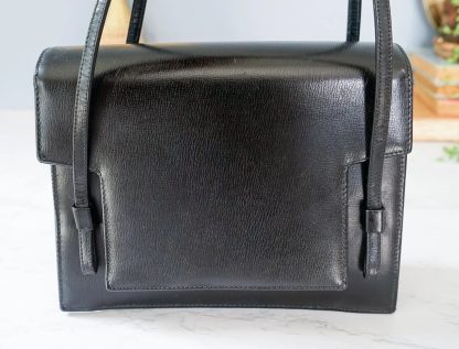 Vintage black fine leather handbag - Image 2