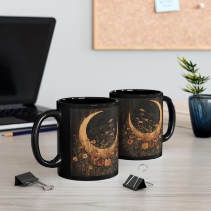 Moonlit Night Flower Cluster Black Glaze Mug - Image 9