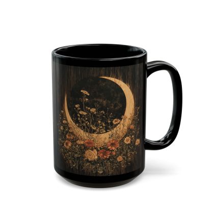 Moonlit Night Flower Cluster Black Glaze Mug - Image 8