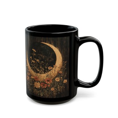 Moonlit Night Flower Cluster Black Glaze Mug - Image 6