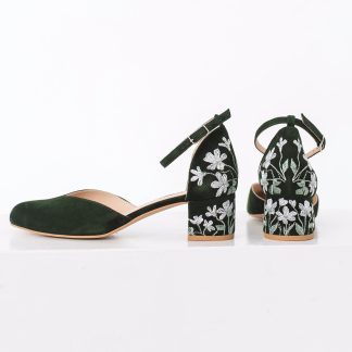 Forest Secret Embroidered Chunky Heel Sandals