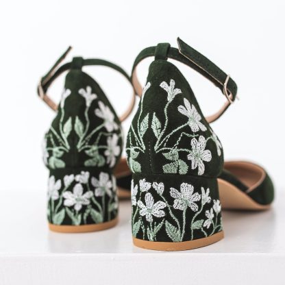 Forest Secret Embroidered Chunky Heel Sandals - Image 4