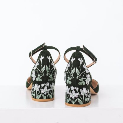 Forest Secret Embroidered Chunky Heel Sandals - Image 2