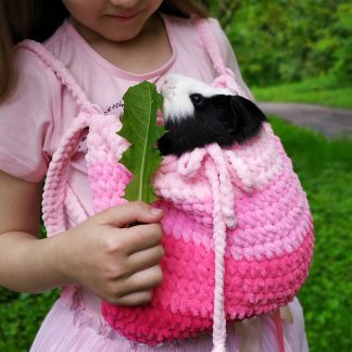 Gradient pink sweet knitted pet bag